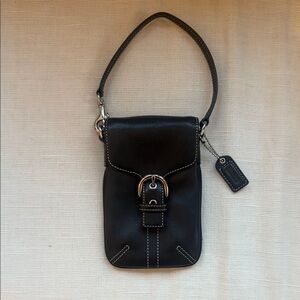 Coach Black Leather Wristlet with Tag
